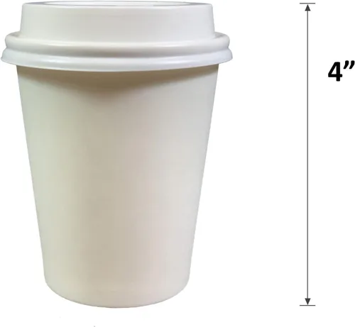Vista 3 de Vasos desechables de papel blanco con tapas blancas, tazas de café con tapas, 400 juegos (8 onzas)