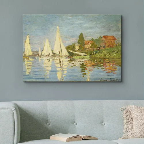 Vista 130 de wall26 Prado con álamos por Claude Monet - Arte moderno impresionista, arte en lienzo para el hogar, 12 x 18 pulgadas