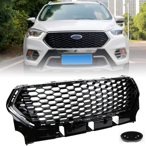 Vista 8 de Dreamseek Parrilla delantera para parachoques para Ford Escape 2017, 2018 y 2019 S SE SEL EcoBoost Titanium, diseño de malla de panal