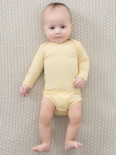Vista 6 de Body para bebé con puños de manopla, rayón hecho de bambú, pijama de manga larga para niños y niñas