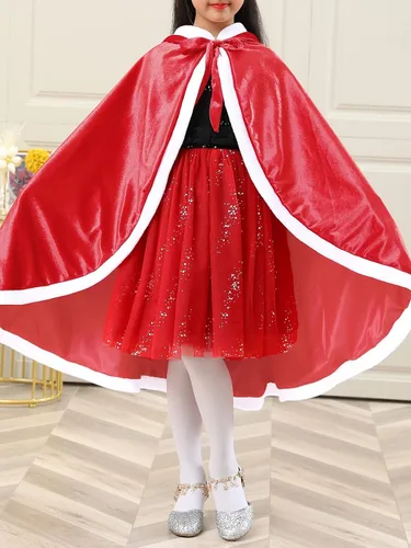 Vista 4 de Century Star Capa de princesa de piel para niña con capucha capa para niñas pequeñas disfraz de Navidad y Halloween