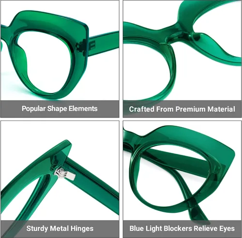 Vista 2 de Zeelool Gafas de bloqueo de luz azul ojo de gato para mujeres elegantes gafas gruesas Depp OP01884