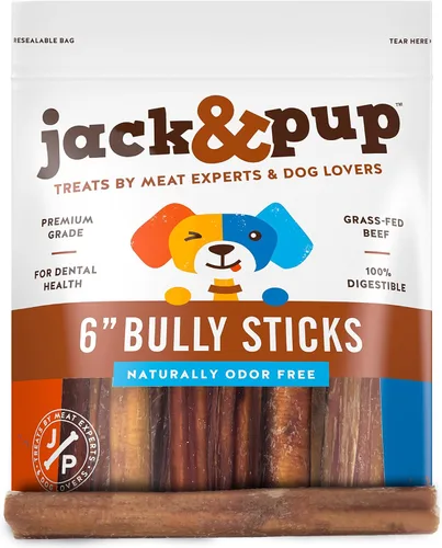 Vista 20 de Jack&Pup Bully Sticks de 12 pulgadas para perros grandes Bully Sticks Jumbo sin olor de larga duración Totalmente naturales, palitos de carne