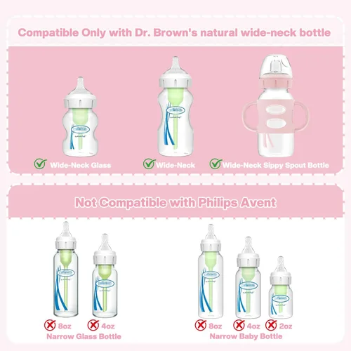 Vista 3 de Tetina para sorber compatible con biberones de cuello ancho de Dr. Brown y biberones con boquilla para sorber Sippy + Pezón de paja