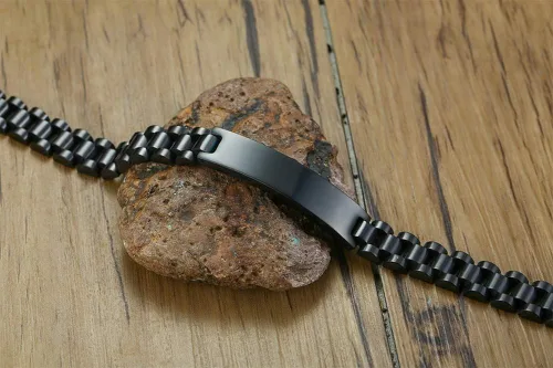 Vista 4 de Pulsera de acero inoxidable con frase de amor grabada para parejas y enamorados esposa esposo novio novia regalo para día de San Valentín