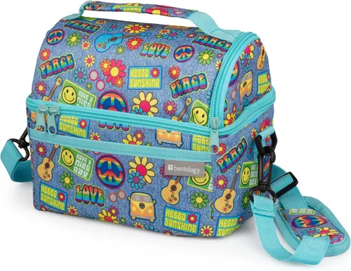 Vista 2 de Bolsa de almuerzo aislada duradera – Domo de comida reutilizable con asa y bolsillos – Retro