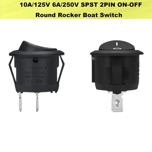 Vista 4 de 6 unids negro interruptor de encendido / apagado con pestillo redondo interruptor de palanca SPST 6A/250v 10A/125v para barco coche, etc