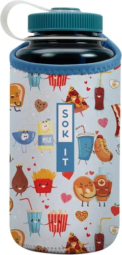 Vista 103 de Sok It BotlSok Funda para botella de agua con cubierta de neopreno aislante (Floral abstracto, se ajusta a CamelBak o Nalgene de 12 onzas)
