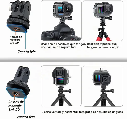 Vista 4 de SOONSUN - Estuche impermeable para GoPro Hero 13 12 11 10 9 Black, carcasa de buceo protectora subacuática de 196 pies/60 m con accesorios, montaje