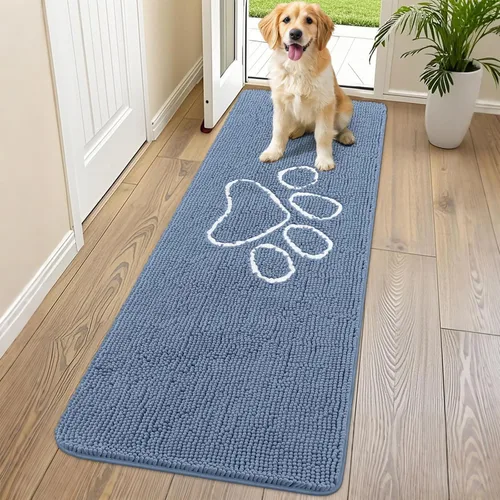 Vista 93 de Smiry Tapete para puerta de perro para patas fangosas, absorbente y Gris y negro