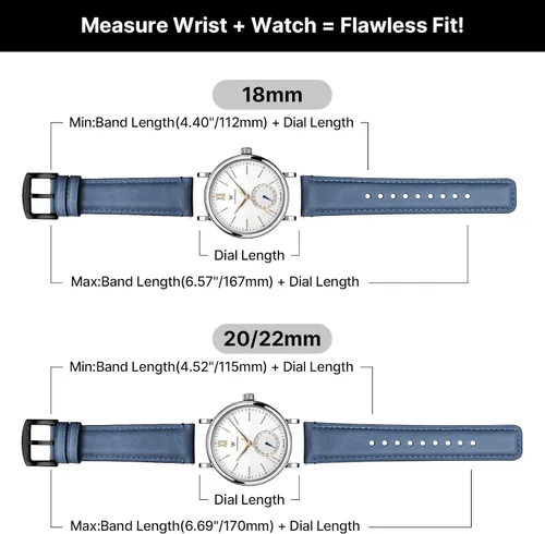 Vista 110 de Fullmosa Correa de reloj de liberación rápida de 0.866 in, 0.787 in y 0.709 in, bandas de cuero bruñido para Samsung Galaxy Watch/Garmin Watch