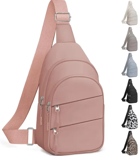 Vista 16 de Tuwubi Bolsos cruzados para mujer, bolsa para hombres, mochila pequeña de senderismo antirrobo, ligera para viajes al aire libre (M, beige)