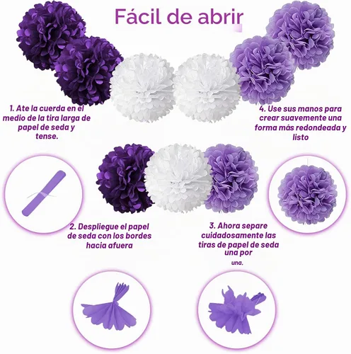 Vista 5 de Decoraciones de fiesta moradas con pancarta, suministros de compromiso, aniversario y cumpleaños para mujeres y niñas Morado