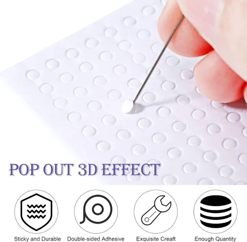 Vista 2 de Outus 2400 piezas de puntos de espuma de doble adhesivo 3D cintas adhesivas de puntos para manualidades, arte o suministros de oficina, 12 hojas