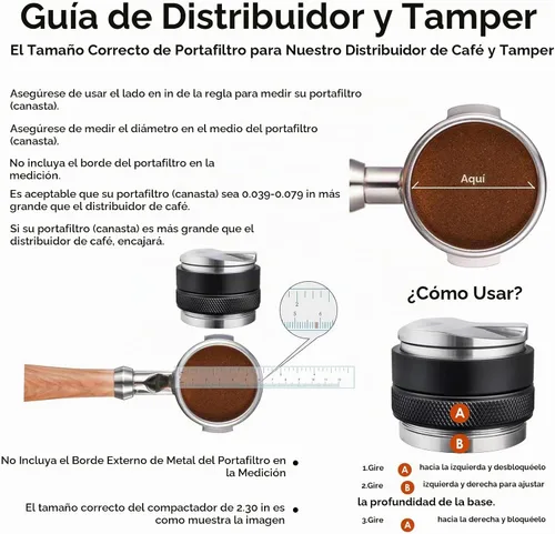 Vista 2 de MATOW Distribuidor de Café de 58 mm y Tamper, Nivelador de Café de Doble Cabezal Compatible con Portafiltro, Profundidad Ajustable Aumentada