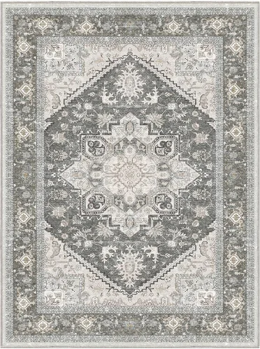 Vista 184 de OPPODREAM Alfombras suaves, pequeñas y lavables con parte trasera antideslizante, alfombra de cachemira sintética de pelo bajo, 2 x 3 pies, azul