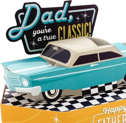 Vista 4 de Hallmark Paper Wonder - Tarjeta desplegable para el día del padre para papá (auto clásico)