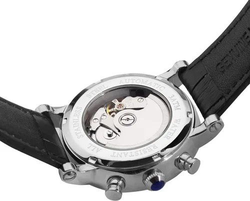 Vista 3 de FORSINING Reloj de pulsera automático de acero inoxidable con correa de cuero FSG9407M3S2, Moderno