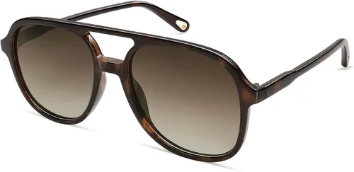 Vista 24 de SOJOS Gafas de sol de aviador polarizadas retro para mujer SJ2174 Tortuga ámbar/marrón