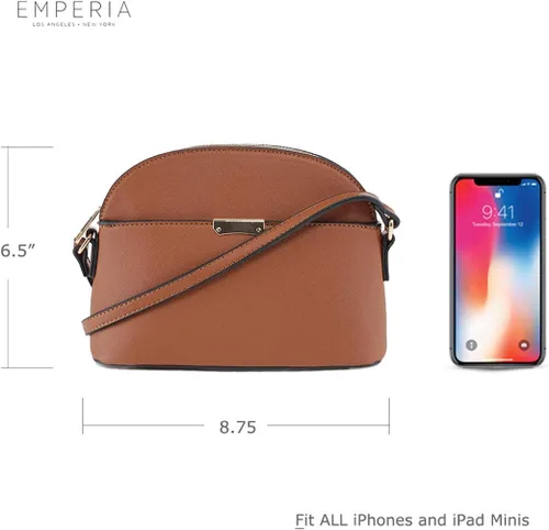 Vista 2 de Emperia AvaEva - Bolso cruzado de piel sintética para mujer, bolsas para hombros, bolso Saffiano miniatura estilo domo