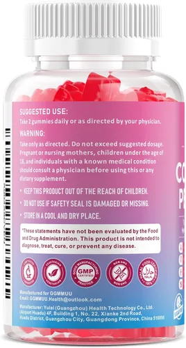 Vista 8 de Paquete de 2 gomitas de péptido de colágeno para mujeres y hombres, proteína de colágeno tipo I, II, III, V, X con biotina vitamina C, D, suplemento