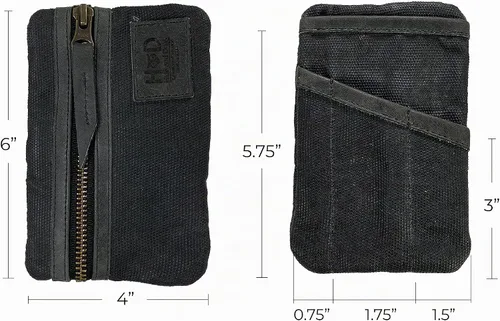 Vista 6 de Hide & Drink, Estuche de bolsillo multiherramientas, Bolsa compacta multiusos con cremallera para artículos de diario (EDC), Mini estuche de Negro