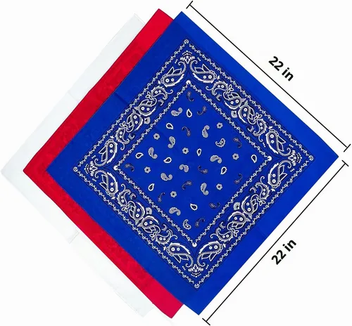 Vista 3 de Junvena Bandanas de algodón, 12 paquetes de 22 x 22 pulgadas, pañuelo unisex impreso de doble cara