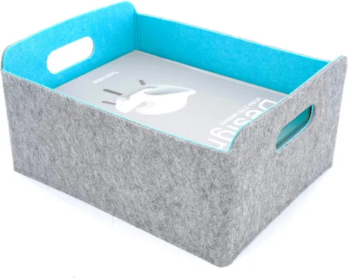 Vista 9 de Welaxy Cestas de almacenamiento plegables de fieltro, cubos de almacenamiento para estantes, caja de fieltro para niños, juguetes, revistas, libros