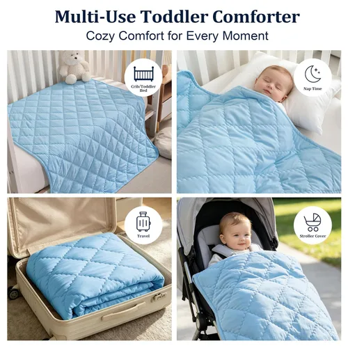 Vista 6 de BEDSUM - Edredón de microfibra para cuna, 39 x 47 pulgadas, color aguamarina Lightweight Toddler Blanket for Boys Girls Nursery, Machine Washable