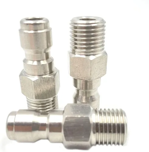 Vista 2 de 3 unids 1/4 pulgada macho NPT montaje 5000 PSI, acoplador de lavadora a presión sólido macho enchufe de conexión rápida