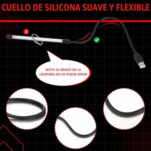Vista 3 de Mudder Luz portátil USB para portátil - Interruptor táctil regulable regulable LED Lámpara blanca para computadora portátil PC (negro)
