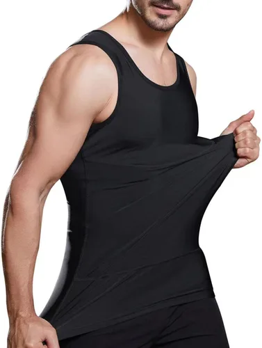 Vista 6 de Lgtfy Chaleco moldeador de cuerpo adelgazante para hombre, camiseta sin mangas de compresión para el abdomen del pecho, camisetas interiores