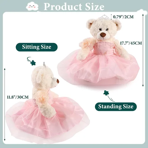 Vista 2 de Muñeca Quinceañera de Oso de Peluche Cisina con Vestido, Decoraciones de Quinceañera para Regalos para Niñas, Oso de Peluche para 15 Años