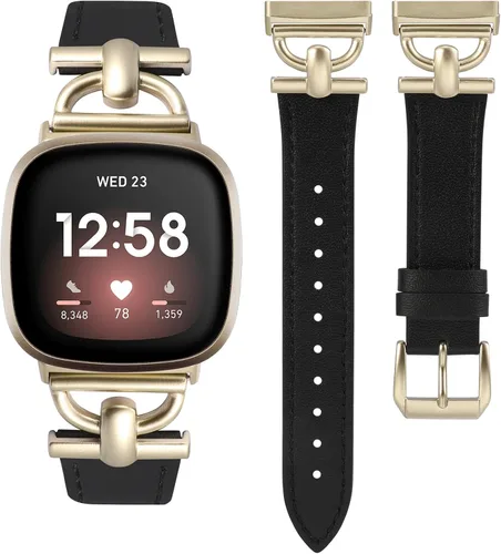 Vista 15 de Wearlizer Correa de cuero compatible con Fitbit Versa 3/4 Sense 2, correa de cuero elegante con hebilla de metal en forma de D para reloj