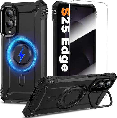 Vista 33 de Funda magnética para Samsung Galaxy S25+ Plus/Galaxy S24+ Plus [Soporte de anillo de cámara integrado] [Protector de pantalla]