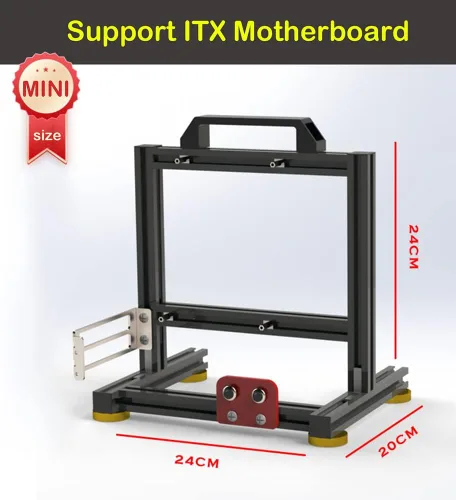 Vista 2 de Banco de pruebas de PC Caja de computadora al aire libre ITX chasis placa base soporte de aluminio DIY marco desnudo ATX soporte 120 240 360