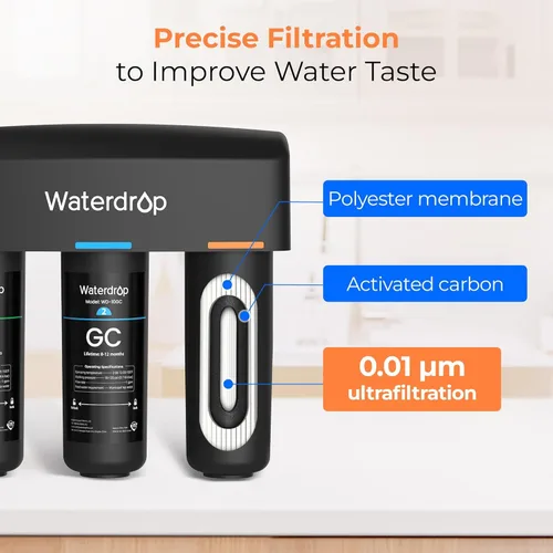 Vista 5 de Waterdrop WD-TSA-UF 0.01 μm Filtro de agua ultrafiltración debajo del fregadero, Sistema de filtración de agua debajo del fregadero de 9 etapas