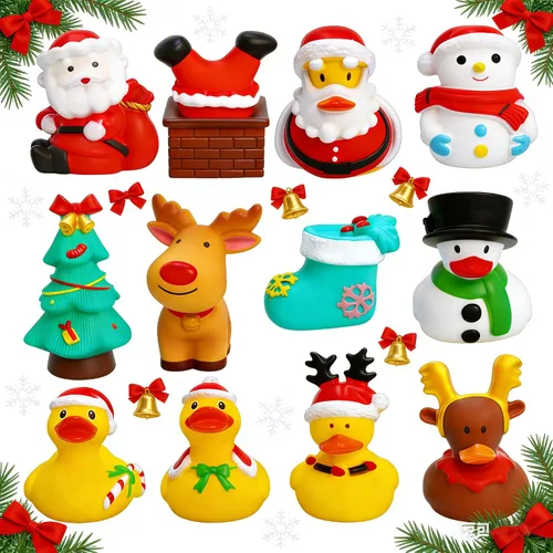 Vista 9 de Patos de goma para niñas, paquete de 12 patos de goma rosa a granel, patos para patos de unicornio, juguetes de baño para bebés, regalos de fiesta