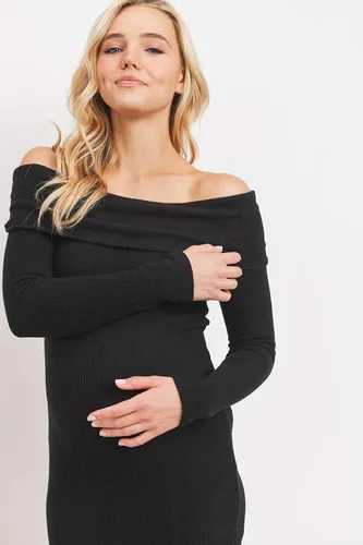 Vista 6 de LaClef Vestido de maternidad de punto con hombros descubiertos para mujer