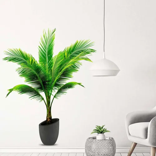 Vista 6 de Calcomanías de pared de plantas en maceta de palmera de coco, plantas tropicales, hojas de árboles, calcomanías de pared para dormitorio, sala