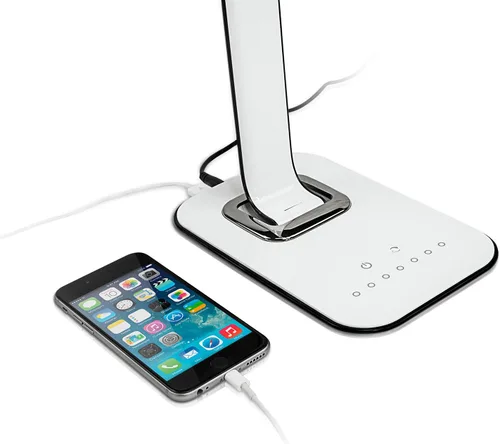 Vista 5 de Turcom Lámpara de escritorio LED con puerto de carga USB, controles táctiles regulables con ajuste de color, lámpara de tareas para el cuidado