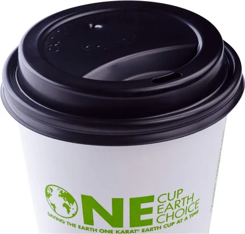Vista 4 de Karat Tapa de cúpula para taza de café con sorbo de 10-24 onzas - Negra (90mm) - 1,000