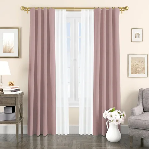 Vista 3 de KAMANINA Double Curtain Rod 36 to 72 Inch, Adjustable Dual Rods, Warm Gold Oro cálido