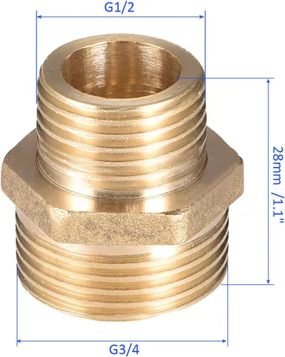 Vista 3 de M METERXITY Accesorio de tubería de rosca macho - Hex G1/2 x G3/4 Macho Rosca Tubería Adaptador, Acoplador Rápido, Aplicar a Tubo de Aire, Compresor