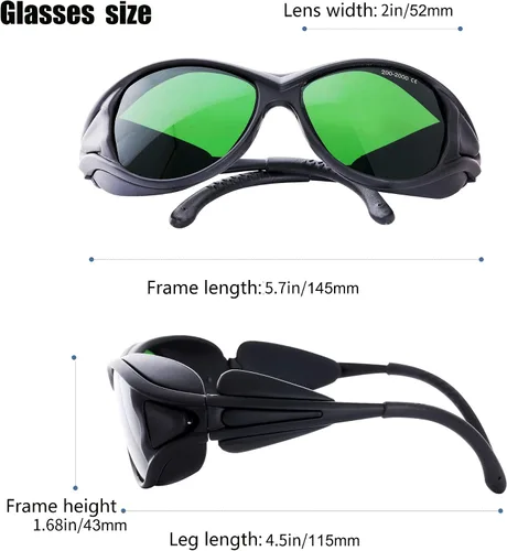 Vista 4 de JILERWEAR Gafas de seguridad láser profesionales para gafas de protección láser violeta/azul/rojo de longitud de onda de 405 nm, 445 nm, 450 nm, 532