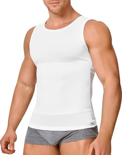 Vista 10 de Gotoly Camiseta de compresión para hombre, chaleco moldeador de cuerpo Beige