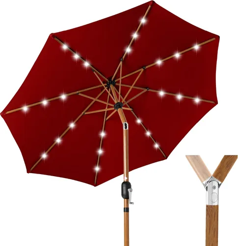 Vista 55 de Best Choice Products Sombrilla de Patio Solar de Poliéster con Luz LED de 10 pies con Ajuste de Inclinación y Tela Resistente a los Rayos UV - Gris