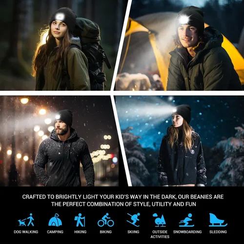 Vista 7 de Gorro de punto con luz incorporada, recargable, con luz LED, suave, de acrílico, para hombre y mujer, regalo