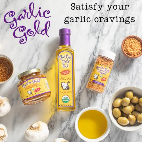 Vista 8 de Garlic Gold Nuggets tostados, condimento crujiente de ajo tostado, certificado por USDA, orgánico para ensalada, apto para dieta keto paleo
