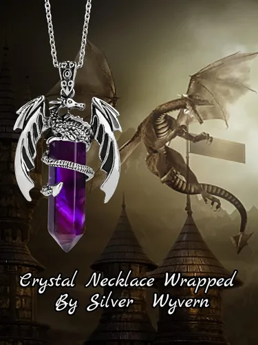 Vista 11 de Collar de dragón – Colgante hexagonal de plata envuelto en cristal con cristal natural – Joyería genial para hombres y mujeres
